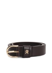 Lederg&uuml;rtel Tommy Hilfiger "ESSENTIAL EFFORTLESS 2.5 cm breit GOLD", Damen, Gr. 95, fondant braun, Rindsleder, G&uuml;rtel Lederg&uuml;rtel, Logoemblem, weiche Haptik, ovale Einfachdornschlie&szlig;e