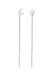 Paar Ohrh&auml;nger Elli "Ohrringe H&auml;nger Mond Stern Astro Durchziehen 925 Silber" Gr. 67, silber, Ohrringe, Damen, 67, ohne Stein, Silber 925 (Sterlingsilber), Paar Ohrh&auml;nger