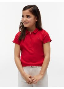 T-Shirt Tommy Hilfiger, M&auml;dchen, Gr. 86, primary rot, Single Jersey, Obermaterial: 94% Baumwolle, 6% Elasthan, unifarben, regular fit normal, Rundhals, eingesetzt gewellter Abschluss, Shirts T-Shirt, Kinder bis 16 Jahre