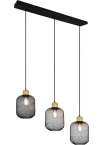 REALITY LEUCHTEN Pendelleuchte "CALIMERO", schwarz, 3, &Oslash; 18cm H: 150cm, 1 Stk., Leuchten, Holz-Deko, Leuchtmittel frei w&auml;hlbar, Abh&auml;ngung 150cm, Schirm &Atilde;&tilde; 18cm, Pendelleuchte
