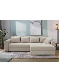 Jockenh&ouml;fer Ecksofa JOCKENH&Ouml;FER GRUPPE "Kampen L-Form, B: 288 cm, Liegefl. 153x245 cm", beige, B:288cm T:130cm, Korpus: 100% Polyester;Kissen: 100% Polyester, Sofas, Ecksofa, mit Bettfunktion, Bettkasten & Zierkissen, Federkern
