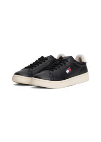 Plateausneaker Tommy Jeans "ARCHIVE' 98", Damen, Gr. 35, schwarz-wei&szlig; (schwarz, wei&szlig;), Nappaleder, Textil, unifarben mit Farbeins&auml;tzen, Basic, Schuhe Plateausneaker, Freizeitschuh, Halbschuh, Schn&uuml;rer mit Kontrastbesatz an der Ferse