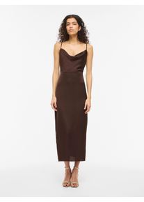 Tr&auml;gerkleid Vila "VIRAVENNA STRAP ANKLE DRESS - NOOS", Damen, Gr. 38, N-Gr, coffee bean, Web, Obermaterial: 100% Polyester, unifarben, slim fit, V-Ausschnitt, Kleider Tr&auml;gerkleid, Kunstfaser, regular fit