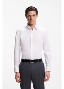 Businesshemd BOSS, Herren, Gr. 38, N-Gr, wei&szlig; (wei&szlig;100), Web, Obermaterial: 100% Baumwolle, unifarben, regular fit normal, Rundhals, Manschette mit Schlitz, Hemden Businesshemd, Kent-Kragen, Regular Fit, b&uuml;gelleichte Baumwollqualit&auml;t