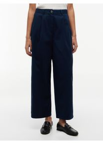 Chinohose Tommy Hilfiger "COTTON BARREL CHINO", Damen, Gr. 44, N-Gr, schwarz night navy, Web, Obermaterial: 100% Baumwolle, unifarben, regular fit lang, Hosen Chinohose, Baumwolle, Barrel Fit