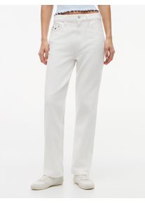 High-waist-Jeans Tommy Jeans "LAYLA HR SLIM STR BJ4199", Damen, Gr. 34, L&auml;nge 30, wei&szlig; (denim wei&szlig; 01), Denim/Jeans, Obermaterial: 92% Baumwolle, 8% Polyester, unifarben, straight fit lang, Jeans High-waist-Jeans, Baumwollmischung, straight fit, high waist