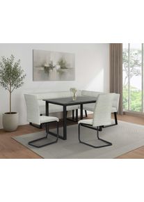 Eckbankgruppe OTTO HOME "Barcell/Ivanna/Calgoty", creme, zement farb., creme, schwarz, B:120cm H:76cm T:80cm, MDF, Metall, Stoff, Sitzm&ouml;bel-Sets, Eckbankgruppe, Sitzgruppe, Eckbank und St&uuml;hle bequem gepolstert, Tisch 120x80 cm