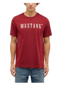 T-Shirt Mustang "Austin", Herren, Gr. L, rot (syrah), Jersey, Obermaterial: 100% Baumwolle, bedruckt, regular fit normal, Rundhals, gerader Abschluss, Shirts T-Shirt, mit Logo Print