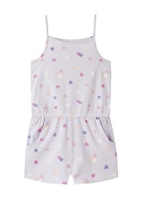 Kurzoverall name it "NMFVIGGA STRAP SUIT", M&auml;dchen, Gr. 116, N-Gr, bunt (lavender fog aop:colorful hearts), Jersey, Obermaterial: 100% Baumwolle, bedruckt, kurz, Overalls Kurzoverall, Baumwolle, mit Tr&auml;gern