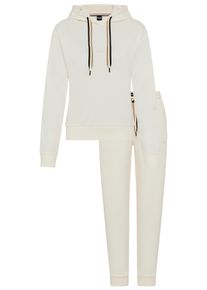 Relaxanzug BOSS "CP Stripe", Damen, Gr. XS, open wei&szlig; 118, Sweatware, Obermaterial: 46% Baumwolle, 46% Lyocell, 8% Polyamid, normal, B&uuml;ndchen, Homewear-Sets Relaxanzug