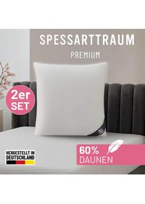 G&auml;nsedaunenkopfkissen Spessarttraum "Premium, Kopfkissen 1-tlg. oder 2-tlg. 40x80 oder 80x80 cm", wei&szlig;, B:50cm L:50cm, Bezug: 100% Baumwolle. F&uuml;llung: 60% G&auml;nsedaunen, 40% G&auml;nsefeder, Kopfkissen, G&auml;nsedaunenkopfkissen, hergestellt in Deutschland, allergikerfreundlich, im Set g&uuml;nstiger