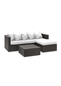 Blumfeldt Theia Lounge Set, kerti &uuml;lőgarnit&uacute;ra, sarok kanap&eacute;, asztal, 5 p&aacute;rna, fekete
