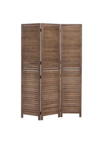 Paravent HWC-C30b, Raumteiler Trennwand Sichtschutz, Vintage Paulownia Holz 180x120cm ~ braun