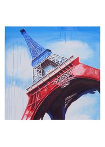 &Ouml;lgem&auml;lde Eiffelturm Tricolore, 100% handgemaltes Wandbild Gem&auml;lde XL, 100x100cm