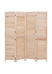 Paravent HWC-C30b, Raumteiler Trennwand Sichtschutz, Vintage Paulownia Holz 180x161cm ~ natur