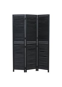 Paravent HWC-C30b, Raumteiler Trennwand Sichtschutz, Vintage Paulownia Holz 180x120cm ~ schwarz