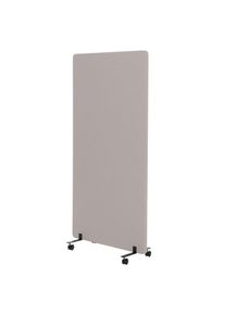 Akustik-Trennwand HWC-G77, B&uuml;ro-Sichtschutz Raumteiler Pinnwand, doppelwandig rollbar Stoff/Textil ~ 167x80cm beige