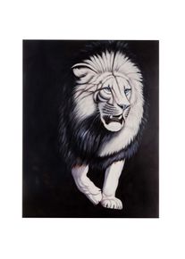 &Ouml;lgem&auml;lde Wei&szlig;er L&ouml;we, 100% handgemaltes Wandbild Gem&auml;lde XL, 120x90cm