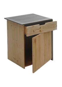 Kommode HWC-L76, Nachttisch Beistelltisch, Industrial Massiv-Holz MVG-zertifiziert 60x50x40cm, natur mit Metall-Optik