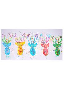 &Ouml;lgem&auml;lde Hirsche II, 100% handgemaltes Wandbild Gem&auml;lde XL, 140x70cm
