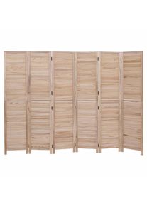 Paravent HWC-C30b, Raumteiler Trennwand Sichtschutz, Vintage Paulownia Holz 180x242cm ~ natur