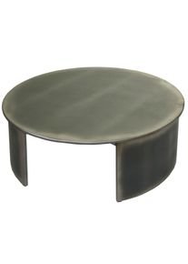 Couchtisch HWC-L74, Beistelltisch Wohnzimmertisch, MVG-zertifiziert Industrial, rund &Oslash;80cm, Metall-Optik geb&uuml;rstet