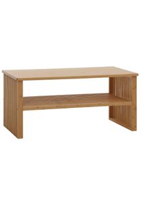 Bambus Couchtisch HWC-N80, Wohnzimmertisch Tisch Sofatisch Beistelltisch, Ablagefach FSC&reg;-zertifiziert 46x97x55cm