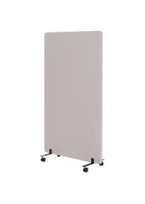 Akustik-Trennwand HWC-G77, B&uuml;ro-Sichtschutz Raumteiler Pinnwand, doppelwandig rollbar Stoff/Textil ~ 147x80cm beige