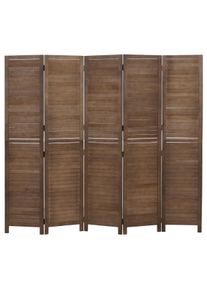 Paravent HWC-C30b, Raumteiler Trennwand Sichtschutz, Vintage Paulownia Holz 180x200cm ~ braun