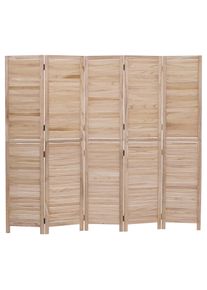 Paravent HWC-C30b, Raumteiler Trennwand Sichtschutz, Vintage Paulownia Holz 180x200cm ~ natur