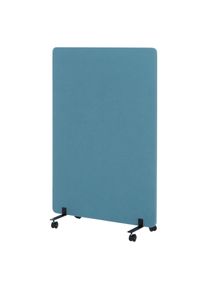 Akustik-Trennwand HWC-G77, B&uuml;ro-Sichtschutz Raumteiler Pinnwand, doppelwandig rollbar Stoff/Textil ~ 127x80cm t&uuml;rkis