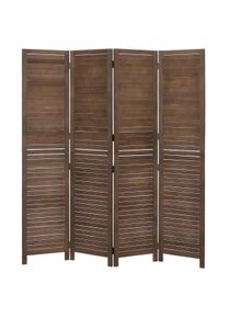 Paravent HWC-C30b, Raumteiler Trennwand Sichtschutz, Vintage Paulownia Holz 180x161cm ~ braun