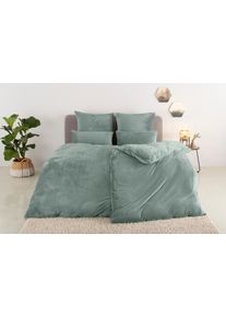 Bettw&auml;sche OTTO HOME "Desner3", gr&uuml;n (jade), B/L: 155cm x 220cm, 1 Stk., 1 Stk., Microfaser, B/L: 80cm x 80cm, 2, Microfaser, Obermaterial: 100% Polyester, Bettw&auml;sche, Bettw&auml;sche, Bettw&auml;sche mit Rei&szlig;verschluss, Cashmere-Touch, kuschelig & weich