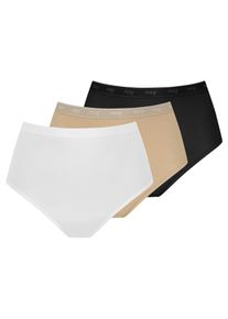 Taillenslip Mey "Best of", Damen, Gr. 50, 3 Stk., schwarz-wei&szlig; (wei&szlig;, schwarz,), Single Jersey, Obermaterial: 97% Baumwolle, 3% Elasthan, unifarben, Unterhosen Taillenslip, mit hoher Leibh&ouml;he f&uuml;r eine bequeme Passform