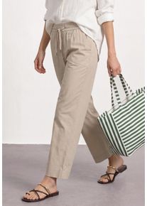 Stoffhose Street One, Damen, Gr. 44, L&auml;nge 28, beige (clay sand (l&auml;nge 28)), Web, Obermaterial: 66% Baumwolle, 30% Polyester, 4% Elasthan, unifarben, straight fit lang, Hosen Stoffhose, Sommerhose mit Turn-Up-Detail, Topseller