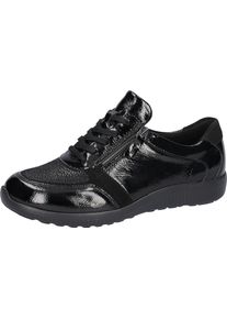 Waldl&auml;ufer Sneaker WALDL&Auml;UFER "M-IRA-Soft", Damen, Gr. 8,5 (42,5), schwarz, Lackleder, Textil, Veloursleder, gl&auml;nzend, Schuhe Sneaker, Komfortschuh, Bequemschuh mit Orthotritt-Ausstattung, M-Weite