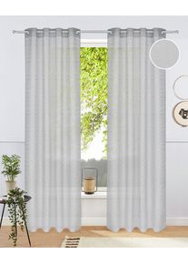 Gardine Bruno Banani "Linus" Gr. 1, wei&szlig; (grau), B:130cm H:145cm, Polyester, Gardinen, Gardine, 1 Schal, eingewebte Querstreifen