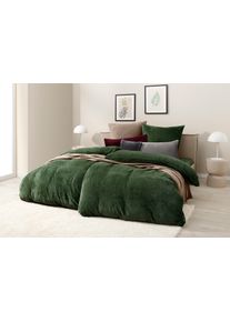 Bettw&auml;sche OTTO HOME "Desner3", gr&uuml;n (dunkelgr&uuml;n), B/L: 200cm x 200cm, 1 Stk., 2 Stk., Microfaser, B/L: 80cm x 80cm, 3, Microfaser, Obermaterial: 100% Polyester, Bettw&auml;sche, Bettw&auml;sche, Bettw&auml;sche mit Rei&szlig;verschluss, Cashmere-Touch, kuschelig & weich