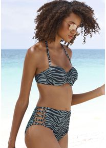 B&uuml;gel-Bandeau-Bikini-Top Venice Beach "Riella", Damen, Gr. 42, Cup D, gr&uuml;n (schwarz, oliv), Recycling-Polyamid, Bikini-Oberteile B&uuml;gel-Bandeau-Bikini-Top, in Animal-Optik