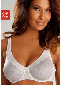 Minimizer-BH NUANCE BY LASCANA, Damen, Gr. 90, Cup D, beige (creme), Netz, Obermaterial: 85% Polyamid, 15% Elasthan, BHs Minimizer-BH, mit B&uuml;gel & Spitzenborte &ndash; ideal f&uuml;r gro&szlig;e Gr&ouml;&szlig;en