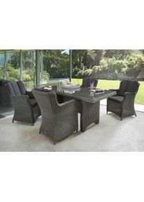 Garten-Essgruppe Destiny "LUNA 4 Se + Tisch 200x100x75cm, vintage grau", grau (vintage grau), Polyester, Aluminium, Polyester, Polyrattan, Sitzm&ouml;bel-Sets, Garten-Essgruppe, Aluminium, Polyrattan