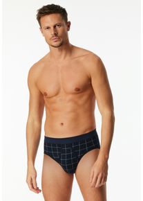 Slip Schiesser "Fine Interlock", Herren, Gr. 9, blau (804, blau), Interlock, Obermaterial: 95% Baumwolle, 5% Elasthan, k&ouml;rpernah, Unterhosen Slip, mit Eingriff, kariert