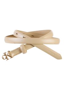 Lederg&uuml;rtel Calvin Klein "ROUND CK BUCKLE 15MM BELT SMOOTH", Damen, Gr. 105, neutral beige archroma 546 280, Web, Rindsleder, G&uuml;rtel Lederg&uuml;rtel, Gr&ouml;&szlig;enverstellbar mit Metallschlie&szlig;e