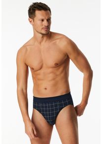 Minislip Schiesser "Fine Interlock", Herren, Gr. 9, blau (804, blau), Interlock, Obermaterial: 95% Baumwolle, 5% Elasthan, k&ouml;rpernah, Unterhosen Minislip, kariert, ohne Eingriff, softer Bund