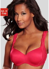 Schalen-BH NUANCE BY LASCANA "Optimizer", Damen, Gr. 95, Cup AA, rot (himbeer), Spitze, Obermaterial: 83% Polyamid (TACTEL), 17% Elasthan (LYCRA), BHs Schalen-BH, mit B&uuml;gel und zarter Jacquardspitze, Dessous