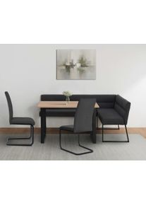 Eckbankgruppe OTTO HOME "Barcell/Ivanna/Calgoty", anthrazit, eiche farb., anthrazit, schwarz, B:120cm H:76cm T:80cm, MDF, Metall, Stoff, Sitzm&ouml;bel-Sets, Eckbankgruppe, Sitzgruppe, Eckbank und St&uuml;hle bequem gepolstert, Tisch 120x80 cm