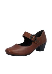 Spangenpumps Rieker, Damen, Gr. 38, braun, Glattleder, Schuhe Spangenpumps, Festtagsschuh, Pumps, Trichterabsatz, mit Klettriemchen