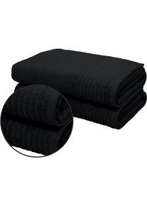 Saunatuch OTTO HOME "Sanremo Premium, Premium Handt&uuml;cher, 600 gr/m&sup2;, 80x200cm", schwarz, B:80cm L:200cm, Frottier, Obermaterial: 100% Baumwolle, Handt&uuml;cher, Saunatuch, Bord&uuml;re, einfarbig, flauschig, weich, dicke Qualit&auml;t, 5 Jahre Garantie