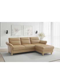 Sit & More Ecksofa SIT & MORE "Pamela L-Form, Leder, B: 218 und 230 cm", cappuccino, B:230cm H:90cm T:164cm, Sofas, Ecksofa, optional Armteilverstellung, Bettfunktion & Bettkasten