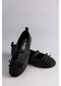 Ballerina ANISTON SHOES, Damen, Gr. 39, schwarz, Textil, Veloursleder, Schuhe Ballerina, Riemchenballerina, Schlupfschuh, Loafer, Slipper